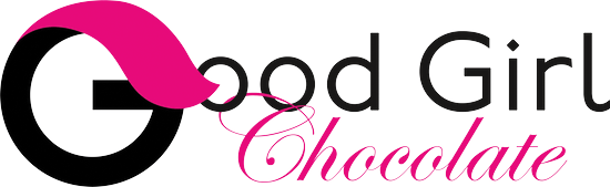 hot pink and black logo for Good Girl Chocolate