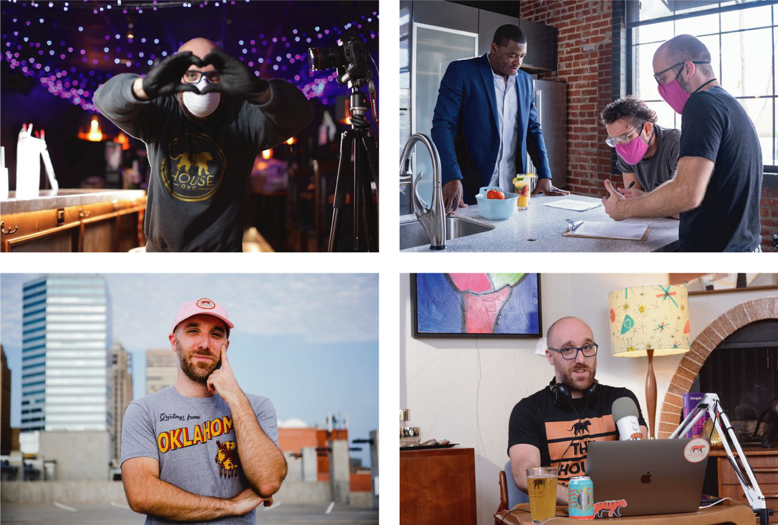 Four images of creative Chris Cox at work