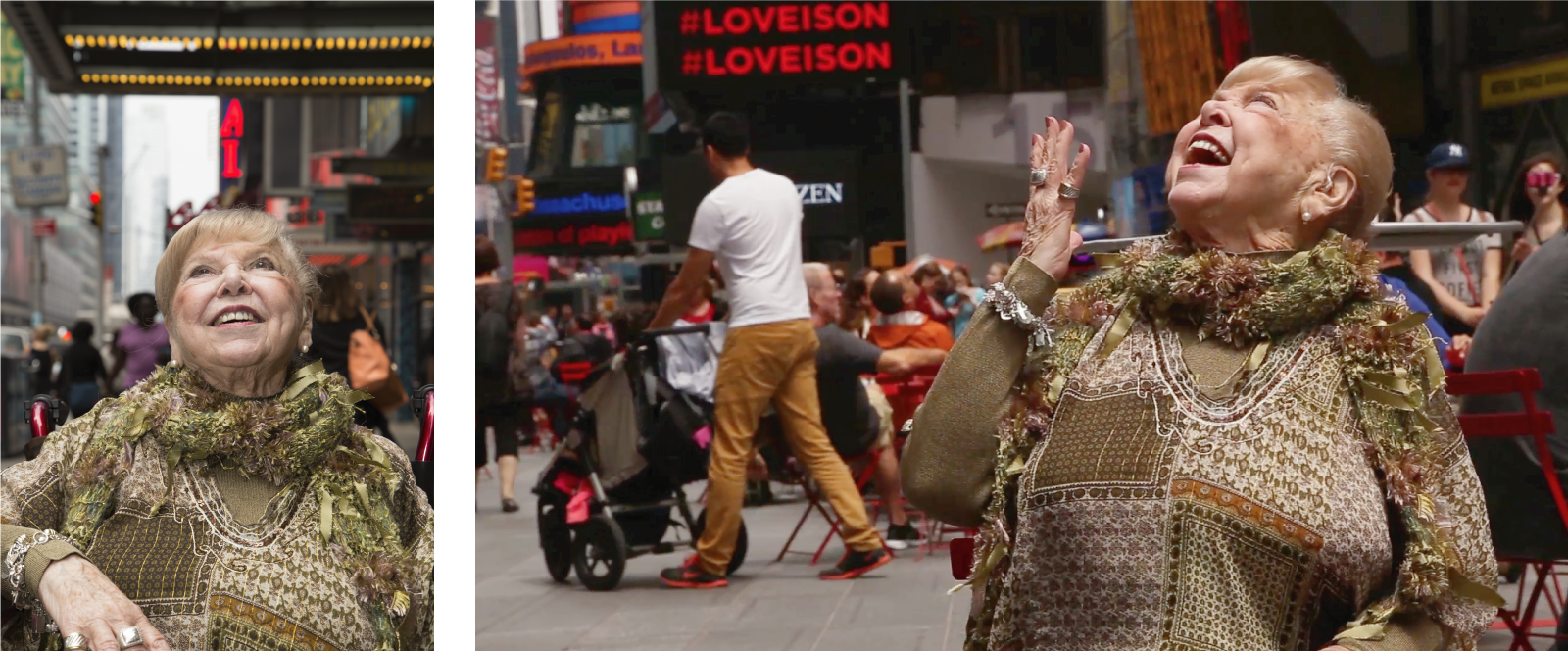 Woman on busy street in NYC