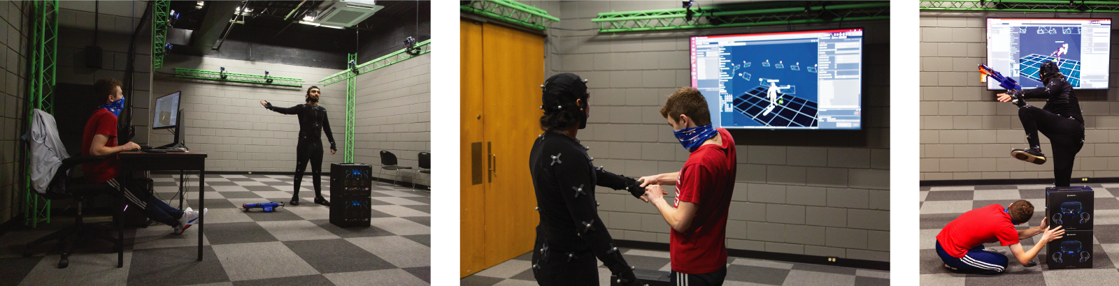 Student working with motion capture suit